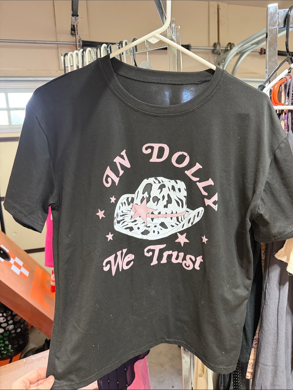 In Dolly We Trust Graphic Tee - Black with Pink Art